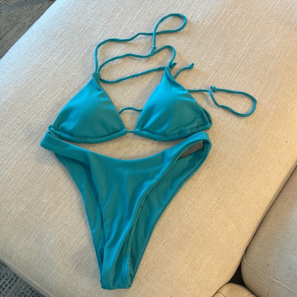 Aqua/Teal SHEIN High Leg Bikini Set
